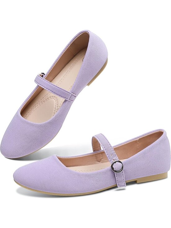 Shoes - Womens Purple Canvas Round Toe Ballet Business Flats Comfortable Flat Shoes